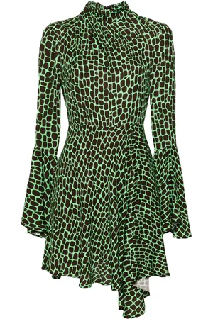 Msgm Vestido asimétrico con estampado de jirafa