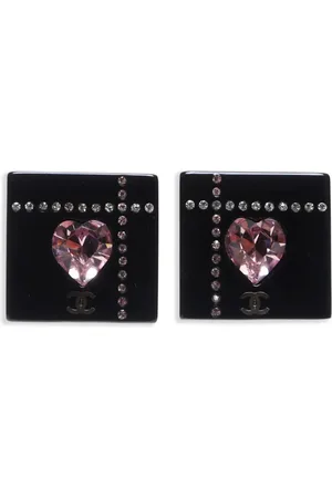 CHANEL Aretes de clip en forma de corazón 2004
