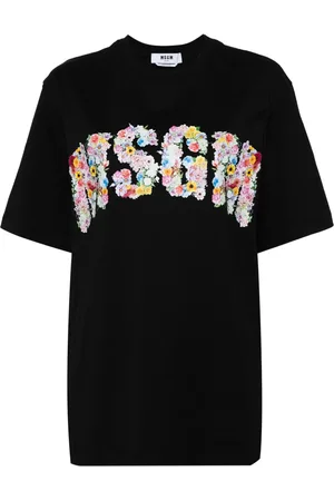 Msgm Playera con estampado floral y logo