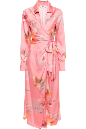 Msgm Vestido cruzado con estampado abstracto