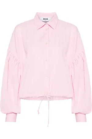 Msgm Camisa seersucker con cordones en el dobladillo