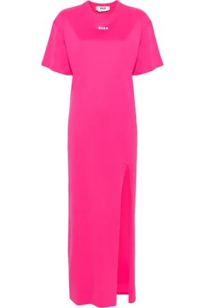 Msgm Vestido estilo playera con logo estampado