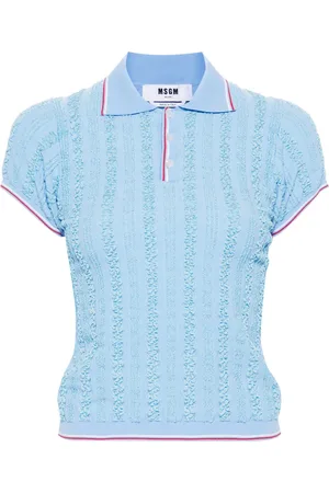 Msgm Playera tipo polo tejida de canalé