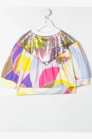 PUCCI Junior Top con estampado abstracto y lentejuelas