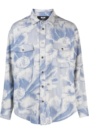 Msgm Camisa de mezclilla con motivo en jacquard