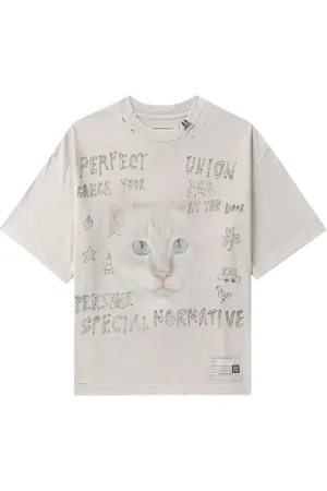 Maison Mihara Yasuhiro Playera con gato estampado