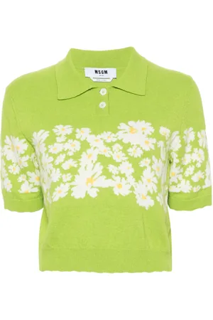 Msgm Top tejido con motivos florales en intarsia
