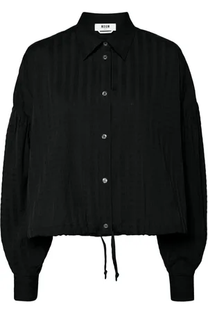 Msgm Camisa seersucker con cordones en el dobladillo