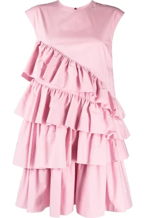 Msgm Vestido midi con cuello redondo y volantes