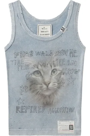 Maison Mihara Yasuhiro Camiseta con gato estampado