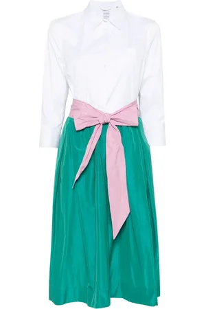 SARA ROKA Vestido camisero con diseño de dos tonos