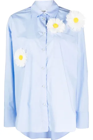 Msgm Camisa de popelina con apliques de margarita