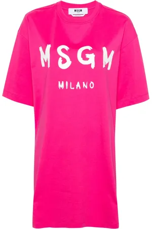Msgm Vestido estilo playera con logo estampado