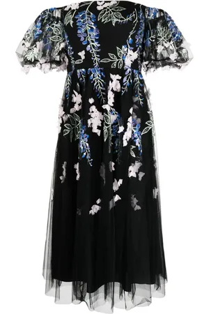 Marchesa Notte Vestido midi con hombros descubiertos