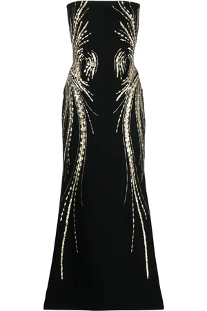 Saiid Kobeisy Vestido largo strapless con mostacillas