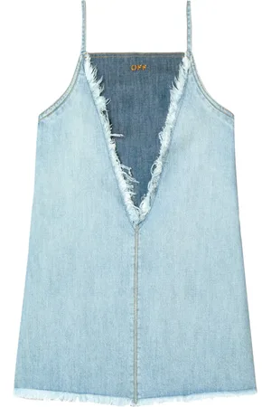 OFF-WHITE Vestido corto de mezclilla con bordes deshilachados
