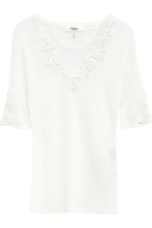 Chloé Playera con encaje floral