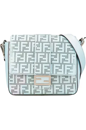 Fendi Bolsa crossbody Medium Zucca Perforated Leather Baguette Messenger Bag 2010-2024