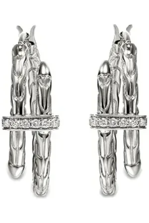 John Hardy Arracadas Spear pequeñas en plata de ley con diamantes