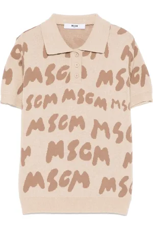 Msgm Playera tipo polo con logo en jacquard