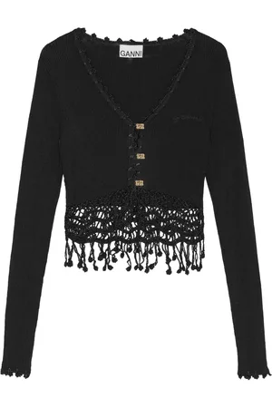 Ganni Cárdigan con detalle de macramé