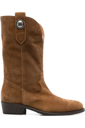 Via Roma Botas de gamuza con placa del logo