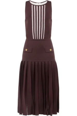 Elisabetta Franchi Vestido tejido semitranslúcido con diseño plisado
