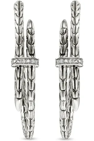 John Hardy Arracadas Spear en plata de ley con diamante