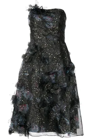 Marchesa Notte Vestido midi con diseño strapless