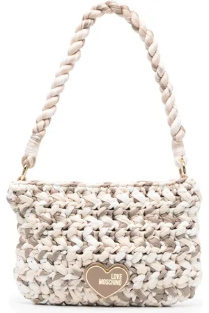 Moschino Bolsa de hombro de crochet con placa del logo