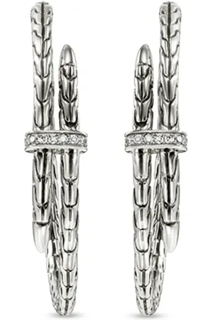 John Hardy Arracadas Spear en plata de ley con diamante