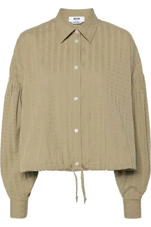 Msgm Camisa seersucker con cordones en el dobladillo