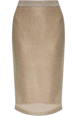 Tory Burch Falda midi metalizada