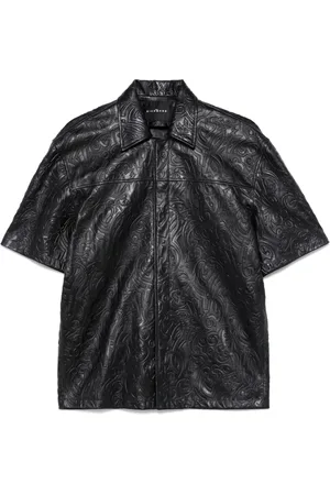 John Richmond Camisa de cuero con botones