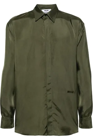 Msgm Camisa con logo bordado y efecto satinado