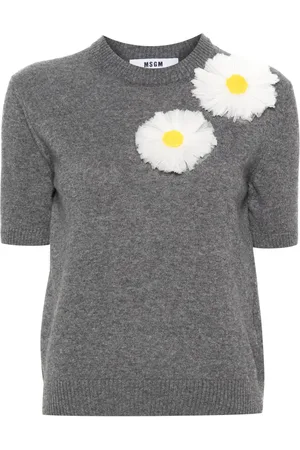 Msgm Top tejido con aplique floral
