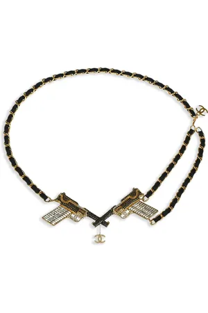 CHANEL Cinturón de cadena con detalle de cristal 2001