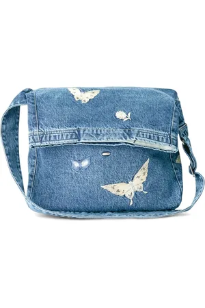 OUR LEGACY Bolsa de mezclilla con mariposas bordadas
