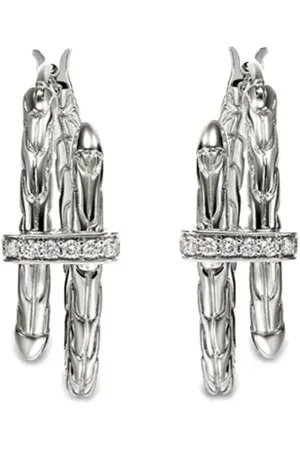 John Hardy Arracadas Spear pequeñas en plata de ley con diamantes
