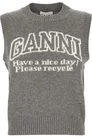 Ganni Chaleco con logo en jacquard