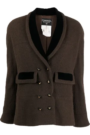 CHANEL Chamarra de tweed con diseño de dos tonos 1990
