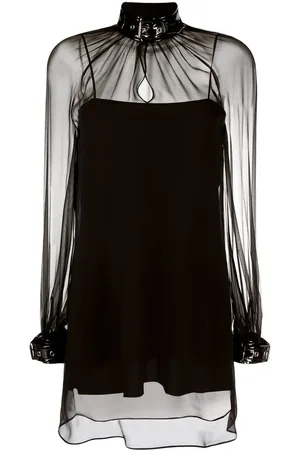 Moschino Blusa de gasa con hebilla en el cuello