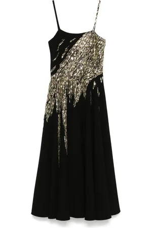 LOULOU Vestido midi con detalle de mostacillas