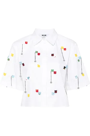 Msgm Camisa con detalle de mostacillas