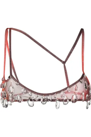 GCDS Top bra de malla con detalles de cristal
