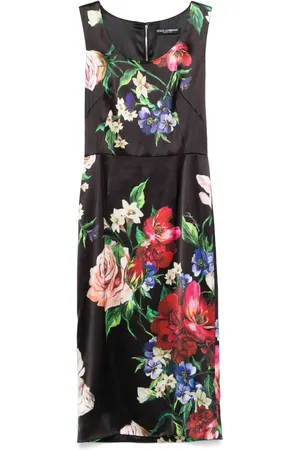 Dolce & Gabbana Vestido midi con efecto satinado y estampado floral