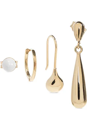 LEMAIRE Set de aretes individuales con logo grabado (set de 4 piezas)