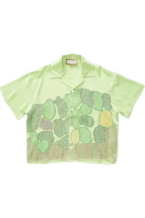 Glass Cypress Camisa de seda Trees On Green