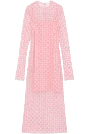 Givenchy Vestido midi de malla con logo afelpado