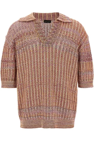 Roberto Collina Playera tipo polo tejida Mouliné
